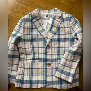 Janie and Jack plaid linen-blend jacket, EUC